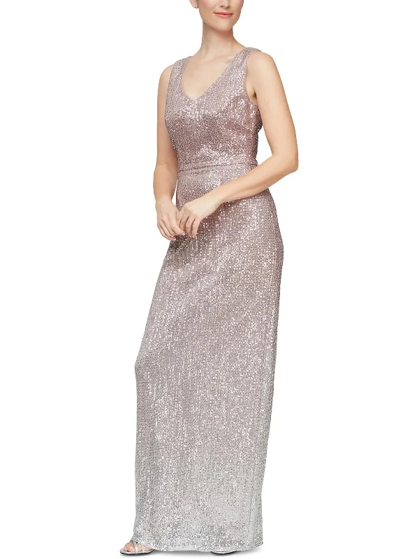 Womens Sequined Polyester Evening Dress Formal Sequin Gown