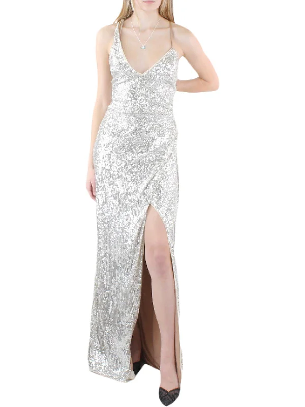 Womens Sequined Sleeveless Evening Dress Classy Sequin Dress