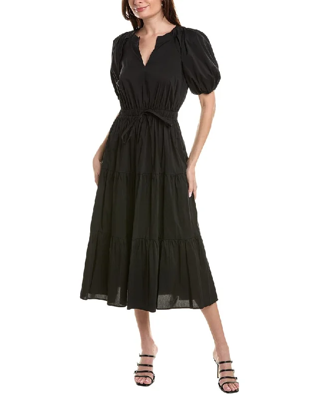 Anne Klein Tiered Puff Sleeve Midi Dress Midi Skirt Style