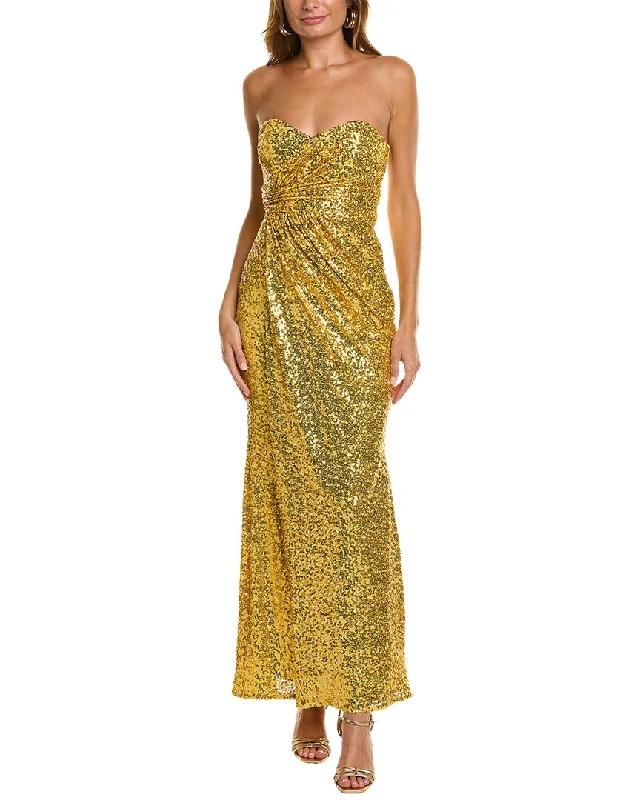 Badgley Mischka Sequined Strapless Gown Backless Sequin Dress