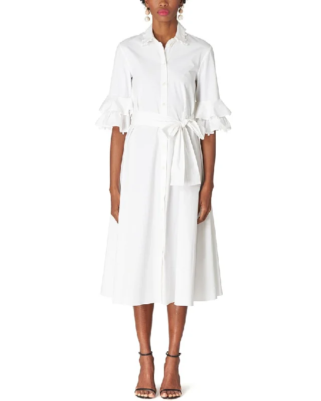 Carolina Herrera Elbow Sleeve Midi Shirtdress Lace Midi Skirt