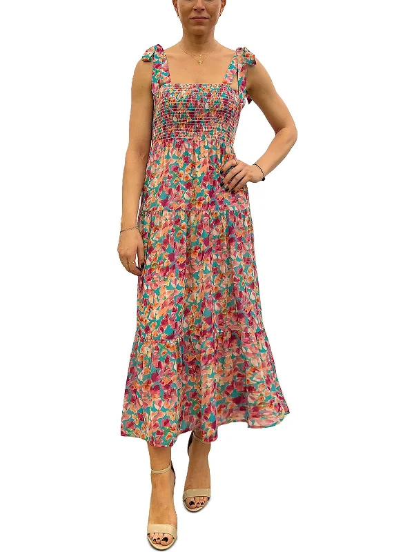 Womens Floral Print Mid-Calf Midi Dress Midi Skirt Trendy