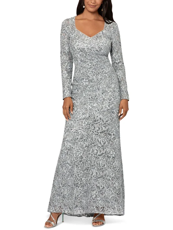 Womens Lace Sequined Evening Dress Flirty Sequin Dress