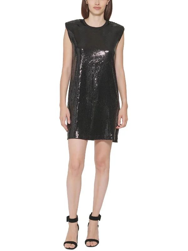 Womens Sequined Sleeveless Shift Dress Sequin Dress Fashion