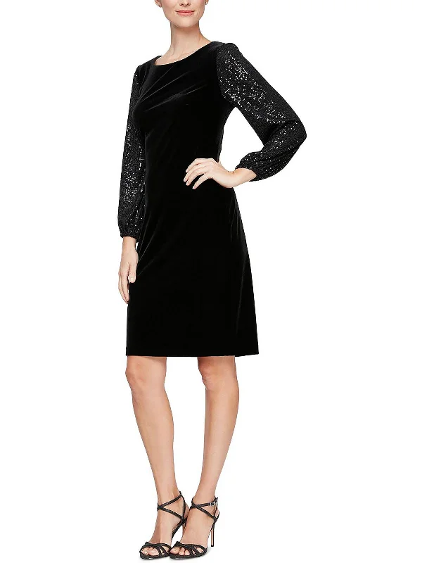 Womens Velvet Sequined Sheath Dress Sequin Dress Vibe