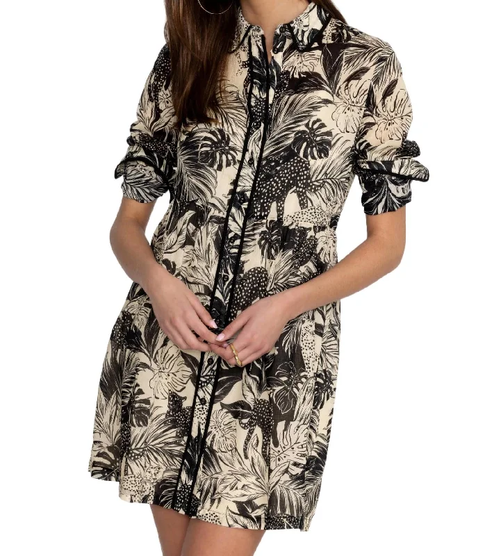 Piping Shirt Dress In Paolina Fashion Shirt Dress