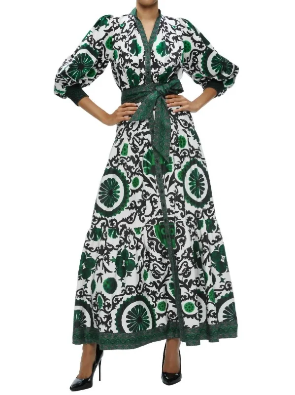 Cora Volume Tiered Shirt Dress In Monarch Light Emerald Medium Shirt Dress Style