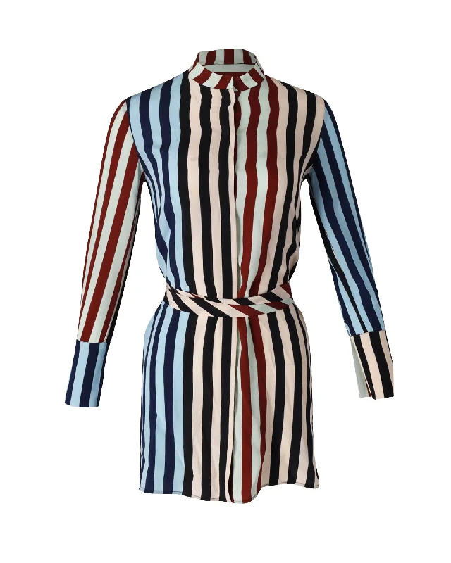 Diane von Furstenberg Striped Shirt Dress in Multicolor Silk Tartan Shirt Gown