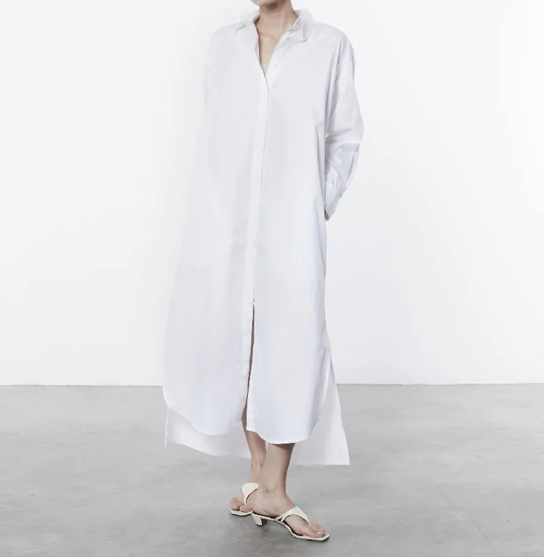 Poplin Shirtdress In White Shirt Dress Glam