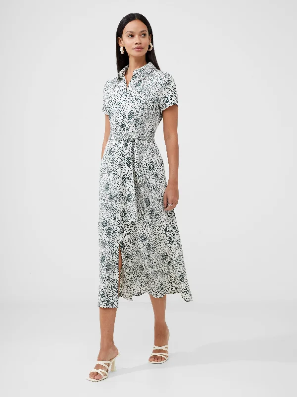 Printed Short Sleeve Shirt Dress Long Shirt Dress