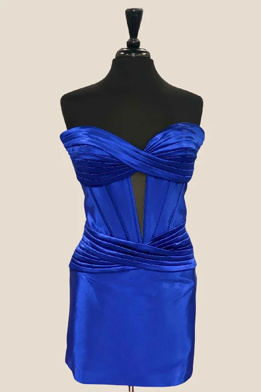 Sweetheart Royal Blue Keyhole Bodycon Short Dress Bodycon Midi Dress