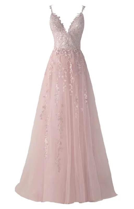 Chic Tulle Appliques Prom Dress Long V Neck Lace Formal Dress for Women Y7022 Tulle Dress Dream