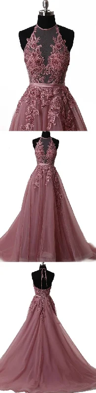 Elegant tulle lace long prom dress, lace evening dress  S5098 Ruffled Tulle Gown