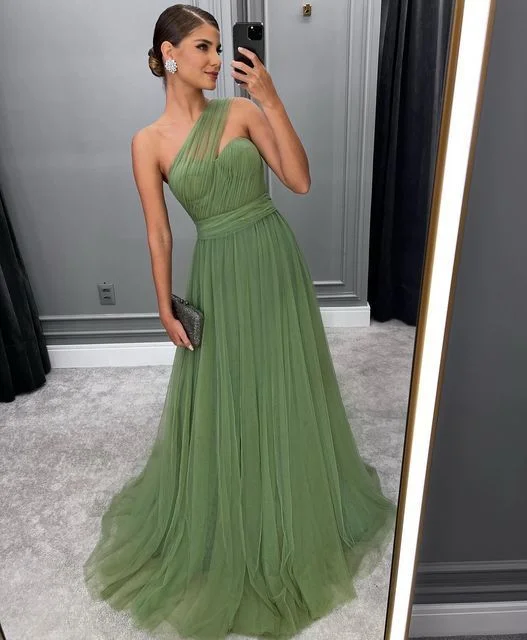 Green Long A-line Prom Dress,Trendy Tulle Formal Evening Dresses Y5602 Tulle Dress Look