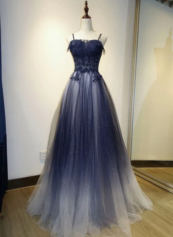 Lovely Gradient A-line Tulle Long Formal Dress, Floor Length Prom Dress Y6783 Romantic Tulle Gown