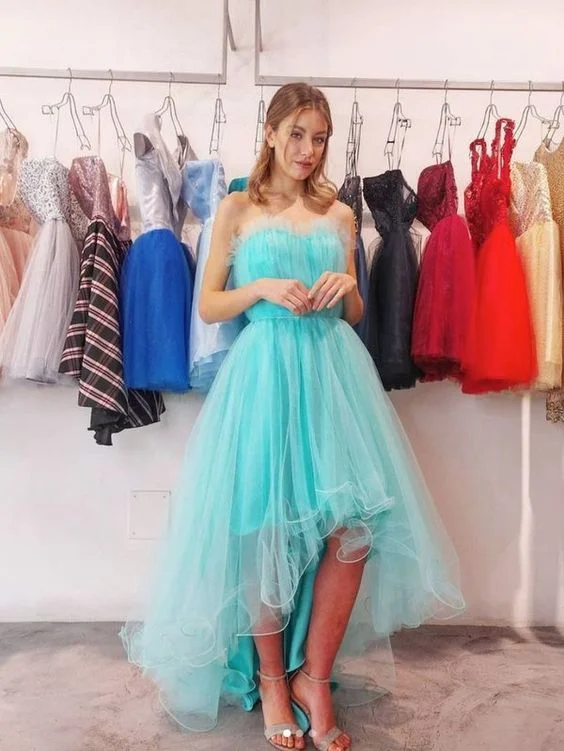 Tulle High Low Prom Dresses Sweetheart Evening Dresses Y5687 Tulle A-line Dress