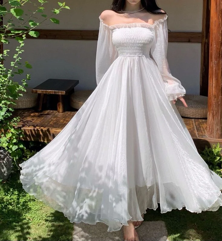 White Tulle Dress,Long Sleeve Fairy Dress,Fairy Prom Dress Y6730 Tulle Dress Perfect